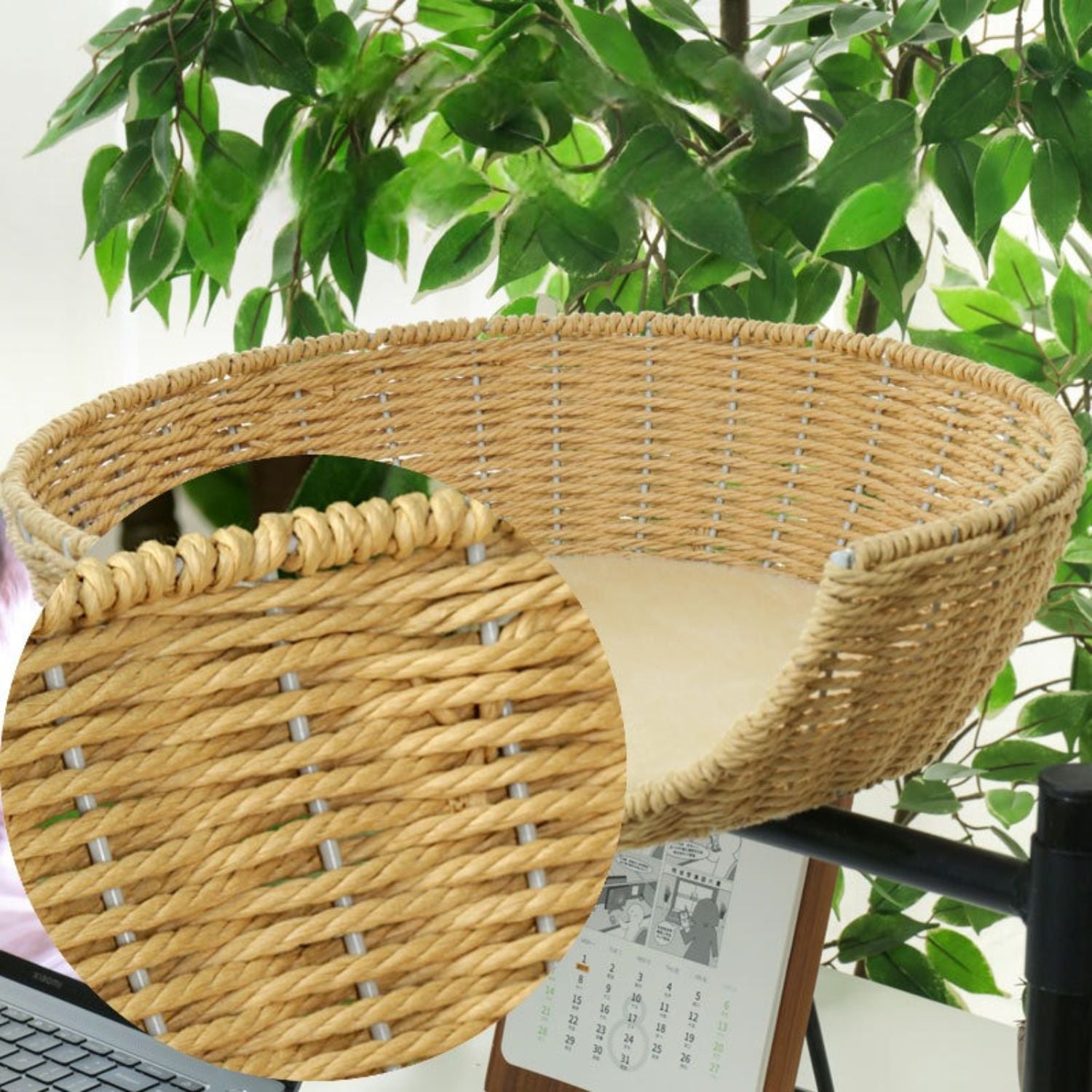 Klimboom Kat Meubel natuurlijk wicker met kussen